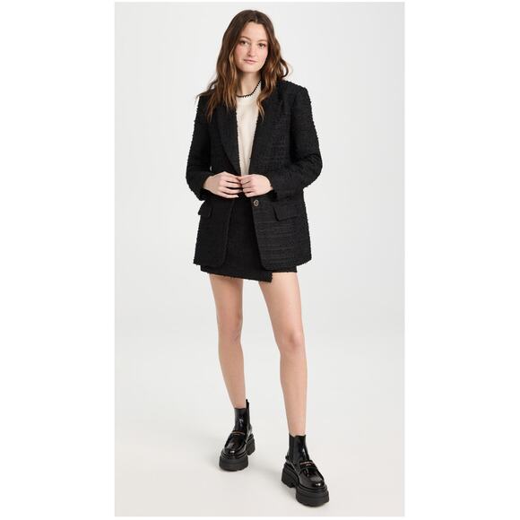 Endless Rose Tweed Single Breast Blazer Black Small Suiting Classic Staple - Picture 3 of 11